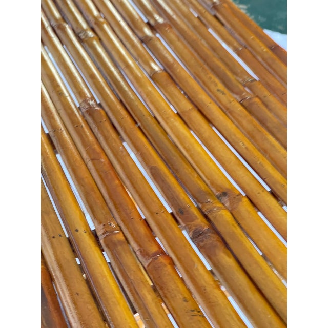 Oversized 73" Mid-Century Curved Bamboo Sling Bench – Japanese Zen Style For Sale - Image 16 of 16
