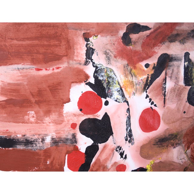 1980s Sepia Abstract Expressionist Composition in Acrylic on Paper by Ricardo De Silva For Sale - Image 5 of 7