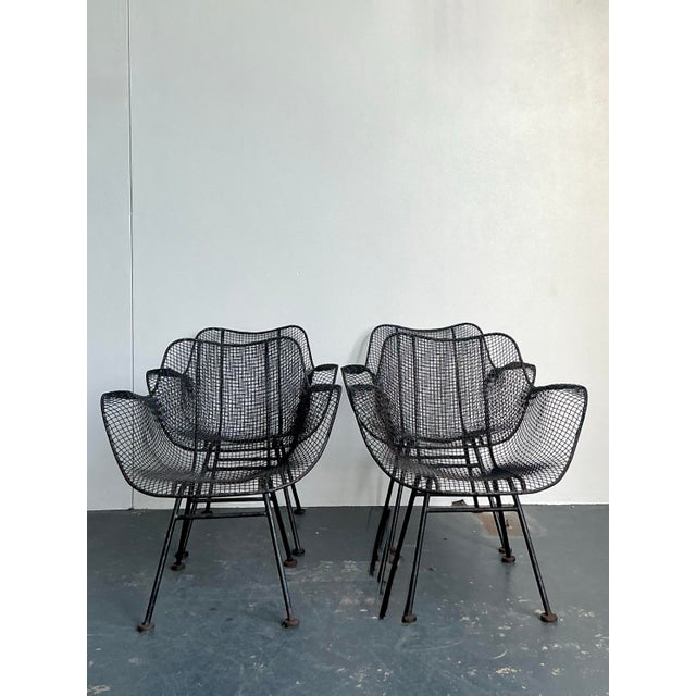 Vintage MCM Russell Woodard “Sculptura” Wrought Iron Dining Chairs - Set of 4 For Sale - Image 9 of 12