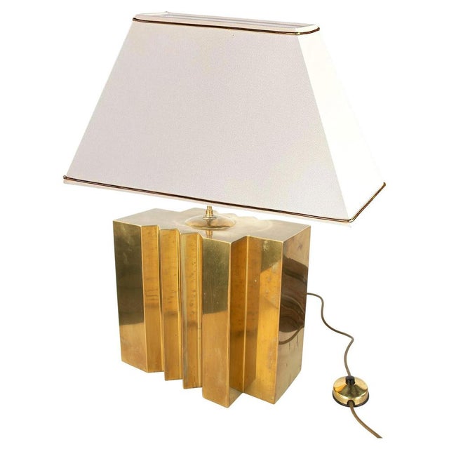 Large Brass Table Lamp by G. Autier, France, 1970s For Sale - Image 13 of 13