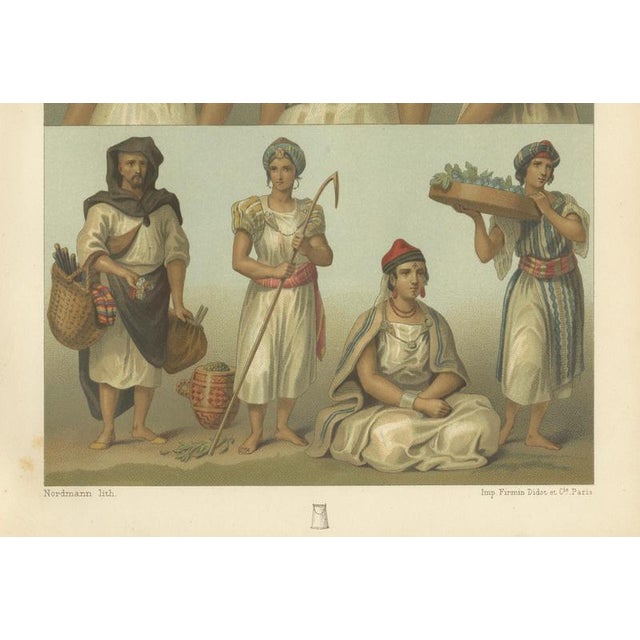 Gold Racinet, Afrique: North African Costumes & Figures, 1888, Lithographs, Set of 2 For Sale - Image 8 of 9