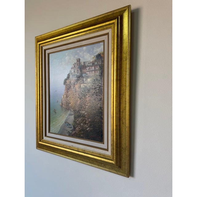 Vintage "Vico Equense" Italy Mediterranean Impressionist Oil Painting on Canvas - Framed For Sale - Image 4 of 15