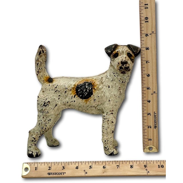 Vintage 1930s American Hubley Manufacturing Company Cast Iron Fox Terrier Dog Doorstop For Sale - Image 17 of 18