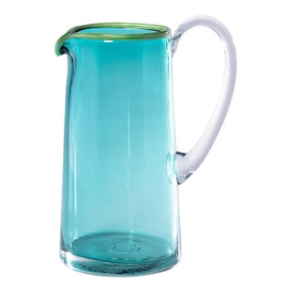 Lagoon Glass Juice Pitcher- Azul, Green & Clear For Sale
