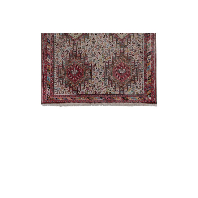 Soumac Kilim Pictorial Animals Rug 4'' X 6'4'' 48" x 77" / 123 x 195 Cm Hand woven with high quality pure wool Excellent...