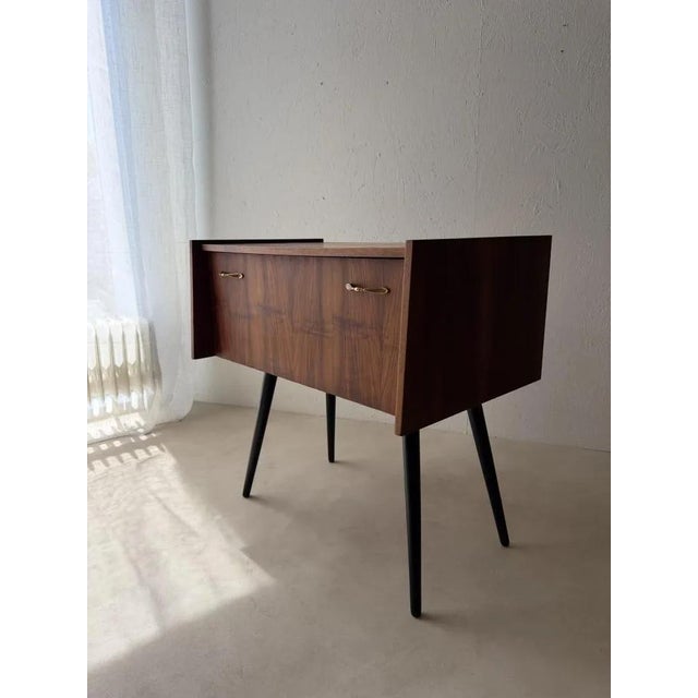 Mid-Century Drop-Front Chest in Walnut with Brass Handles For Sale - Image 12 of 16