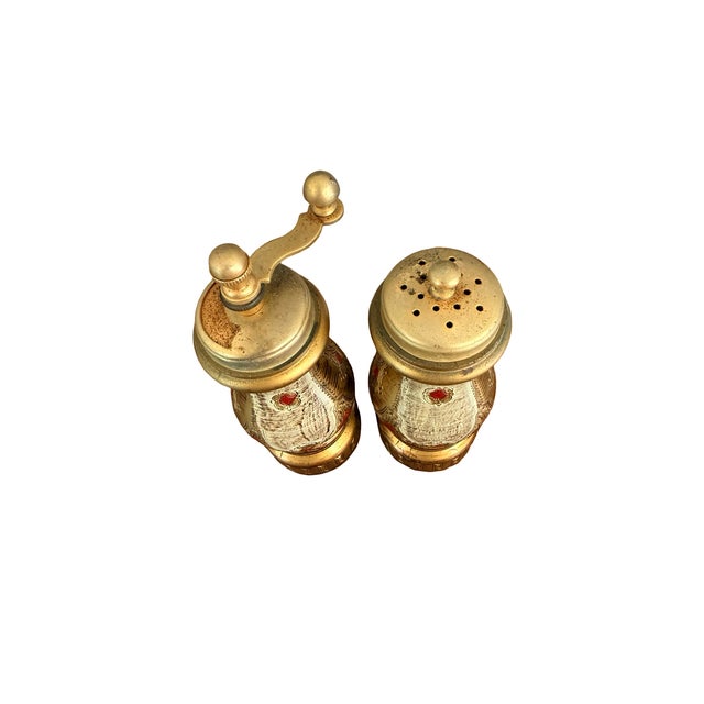 Rococo Vintage Italian Baroque Revival Gilt Salt Shaker and Pepper Mill For Sale - Image 3 of 11