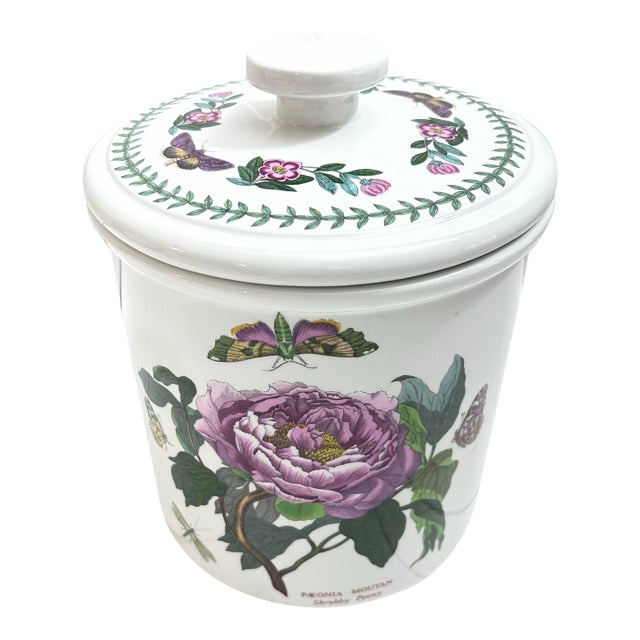 Vintage Portmeirion Botanical Peony Ceramic Canister Jar For Sale