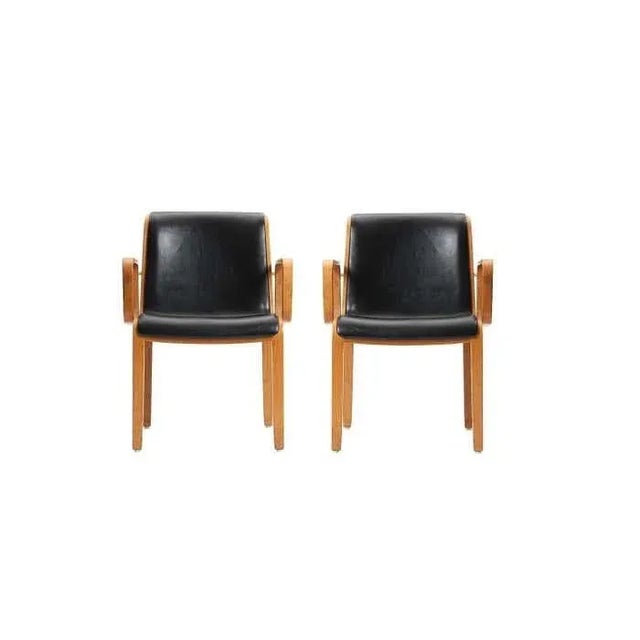 1970s Bentwood Upholstered Armchairs by Bill Stephens for Knoll - Set of 4 For Sale - Image 5 of 10
