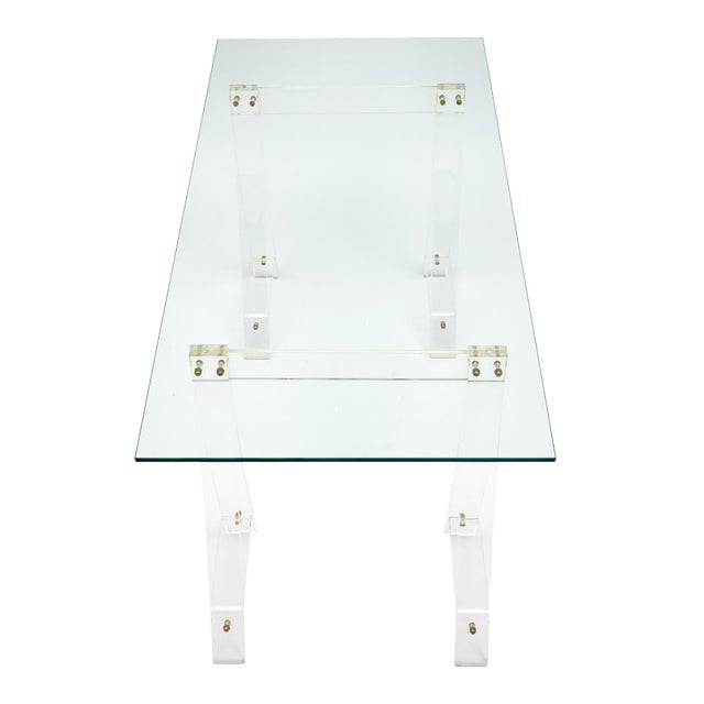 Transparent Period Mid-Century Modern, Lucite and Glass Desk, French For Sale - Image 8 of 9