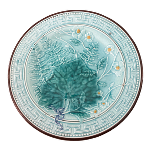 French Turquoise Majolica Plate Circa 1880