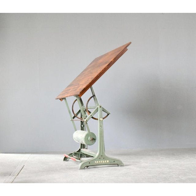 Architects Drawing Board By Nestler Circa 1950s Articulated cast iron base in green - Height adjustable and pivotable -...