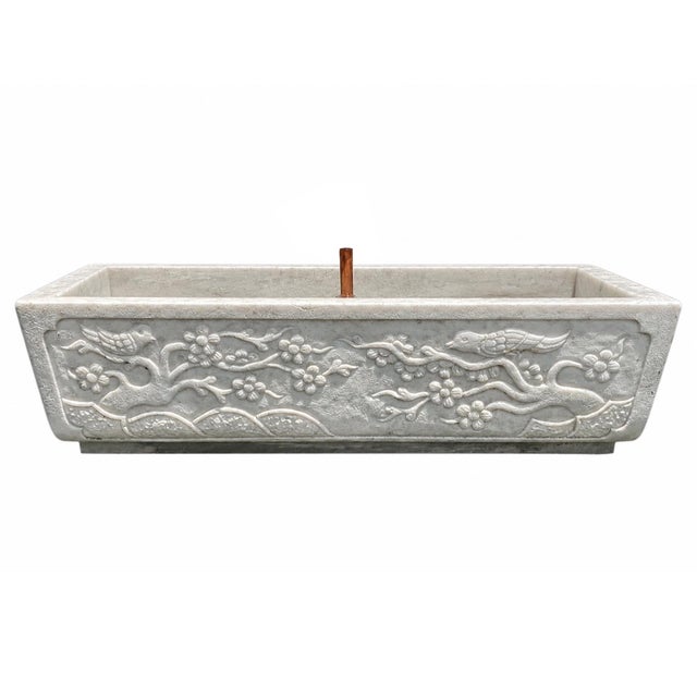 Vintage White Marble Bird & Blossom Fountain For Sale