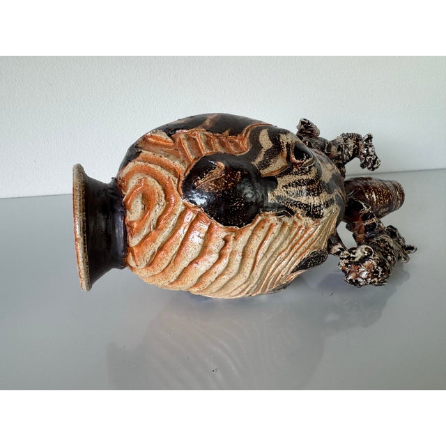 1980s Vintage Organic African Folk Art Style Sculptural Pottery Vase For Sale In Miami - Image 6 of 12