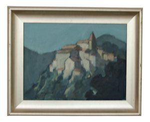 Bengt Hillgrund, Village Motif, 1950s, Oil on Canvas, Framed