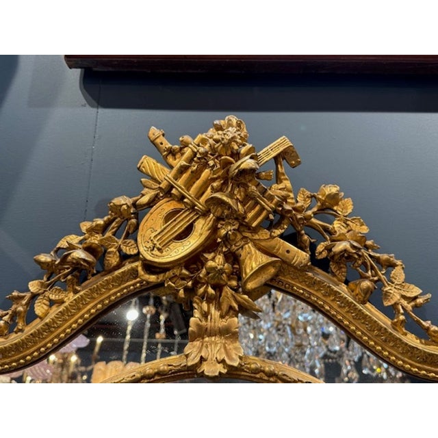 19th Century 19th Century French Carved and Giltwood Mirror For Sale - Image 5 of 7