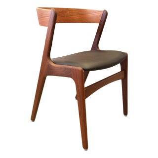 Danish Fire Chair in Teak and Black Leather by Kai Kristiansen, 1960s For Sale