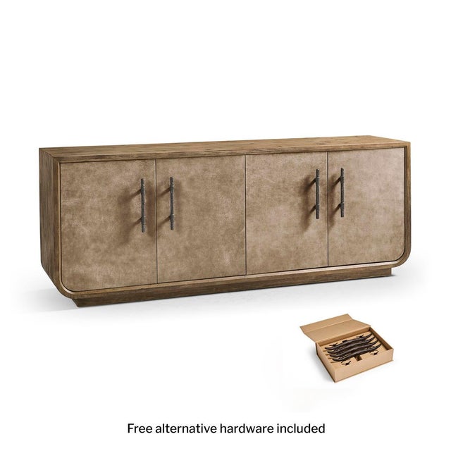 Rustic Modern Leather Front Credenza For Sale - Image 9 of 13