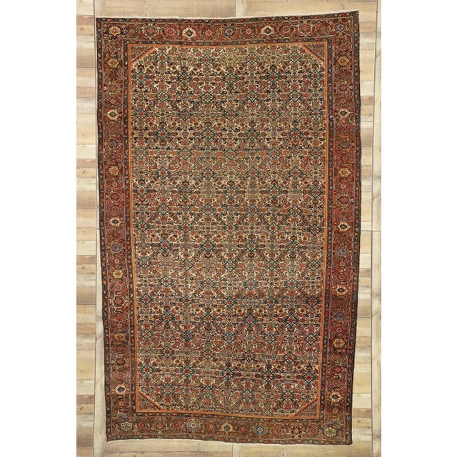 Beige Late 19th Century Late 19th Century Antique Persian Farahan Rug, 07'07 X 12'04 For Sale - Image 8 of 9