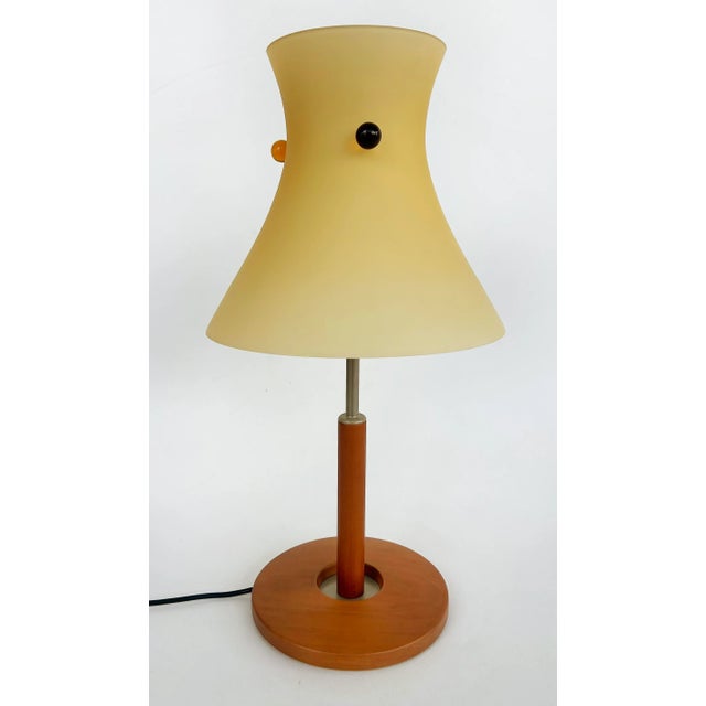 Postmodern Vintage Itre Murano Venezia Murano Glass Table Lamp in Wood, "Carlotta" For Sale - Image 3 of 12