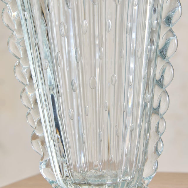 Transparent Italian Murano Bullicante Glass Vase Attributed to Barovier & Toso No. 02, 1930s For Sale - Image 8 of 11