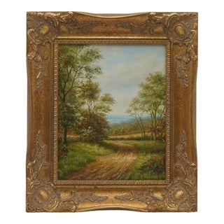 1980s Framed Oil on Canvas Landscape Tree Painting For Sale