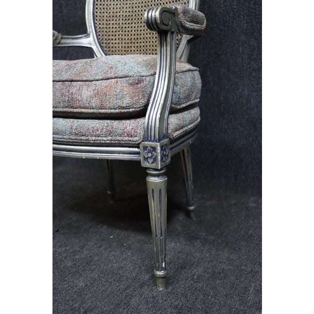 Silver Louis XVI Style Cane Back Bergere For Sale - Image 8 of 9