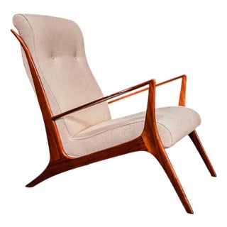 Armchair in Hardwood and Bouclé by John Graz, 1950s For Sale