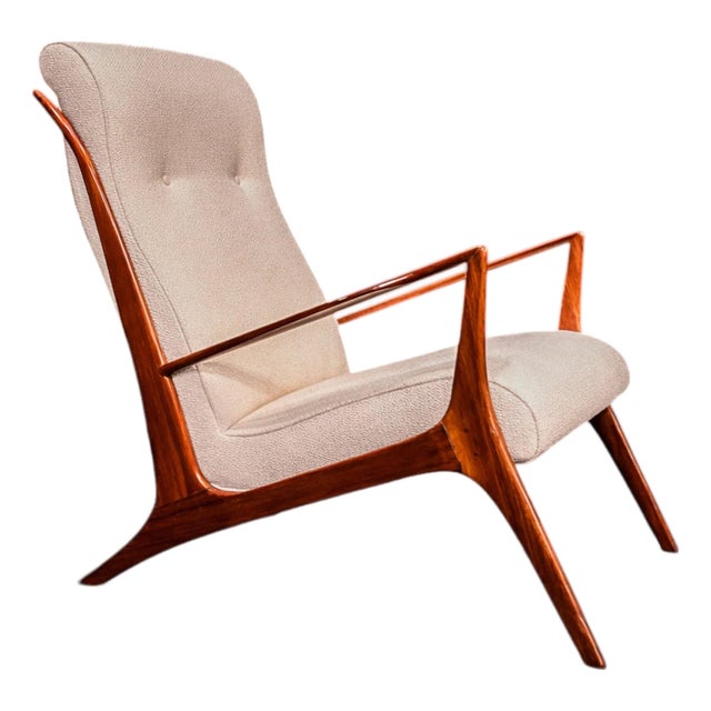 Armchair in Hardwood and Bouclé by John Graz, 1950s For Sale