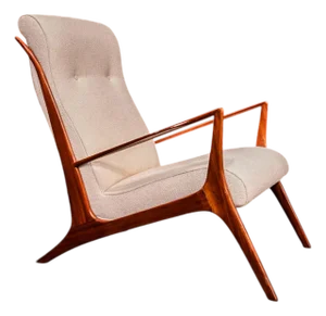 Armchair in Hardwood and Bouclé by John Graz, 1950s