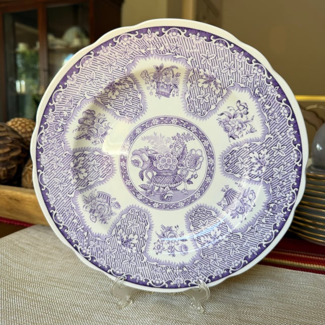 Vintage 1990s Spode Archive Collection “Filigree” Lavender Transferware Plate 9 1/4in For Sale - Image 9 of 10