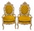 Mid 20th Century Pair of Rococo Revival Carved Armchairs in Mustard-Gold Velvet For Sale