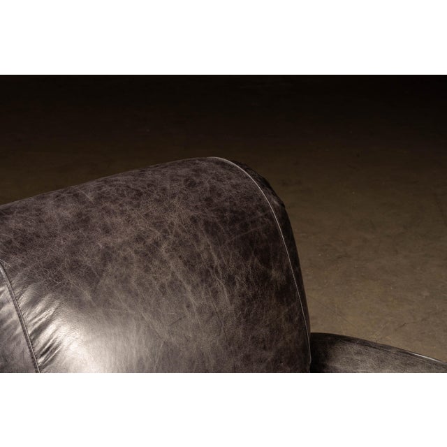 Vintage Leather Lounge Armchair in Black by Klaussner For Sale - Image 4 of 6