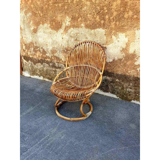 Wood Italian Wicker Chair by Tito Agnoli, 1962 For Sale - Image 7 of 9