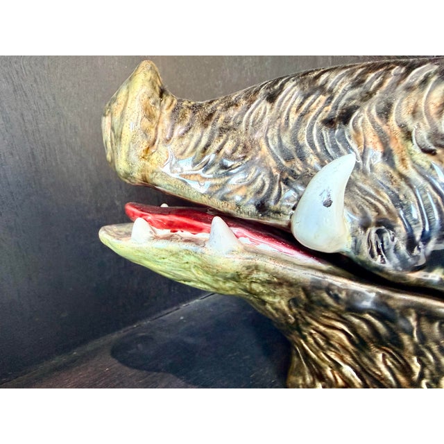 Portuguese Majolica Boar’s Head Tureen, Circa 1900 For Sale - Image 9 of 12