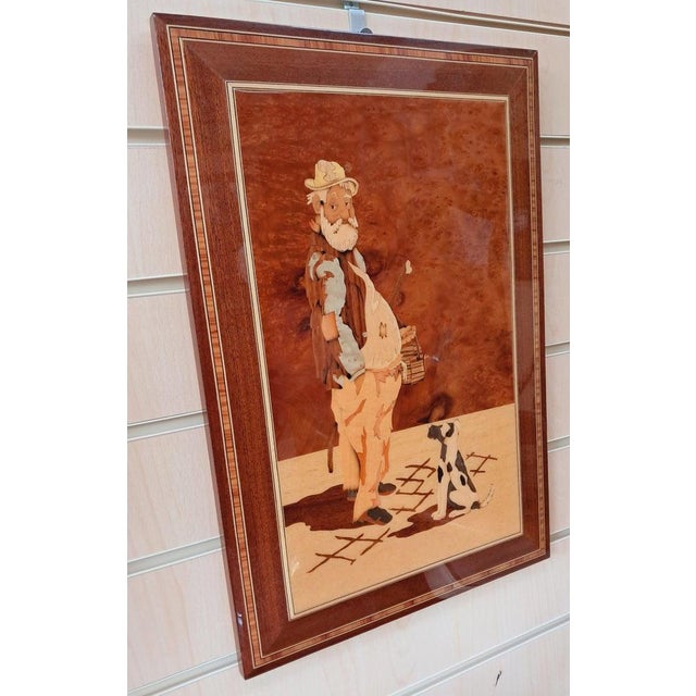 Vintage Italian Inlaid Marquetry Wall Art, 1960 For Sale - Image 18 of 18