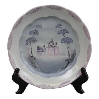 Porcelain Plate with Church View For Sale