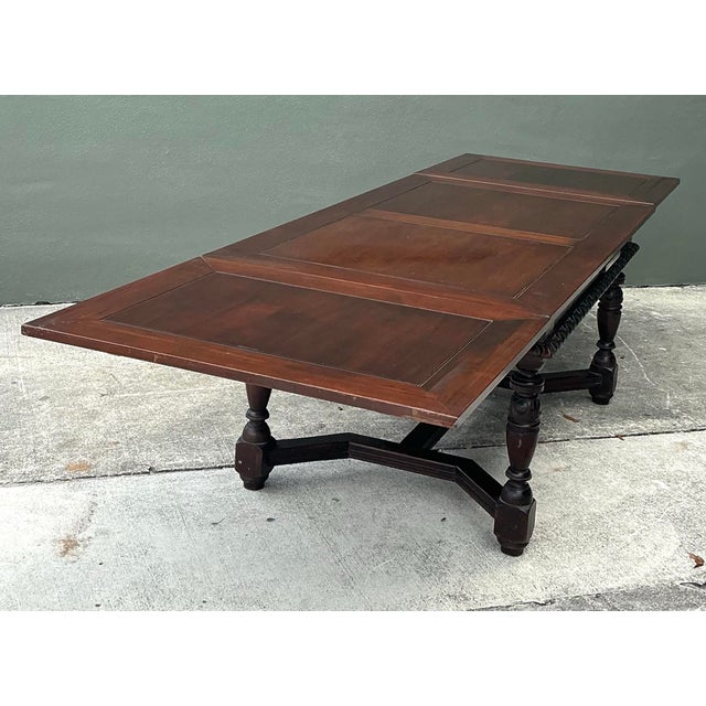 Vintage Hand Carved Extendable Dining Table For Sale - Image 9 of 13