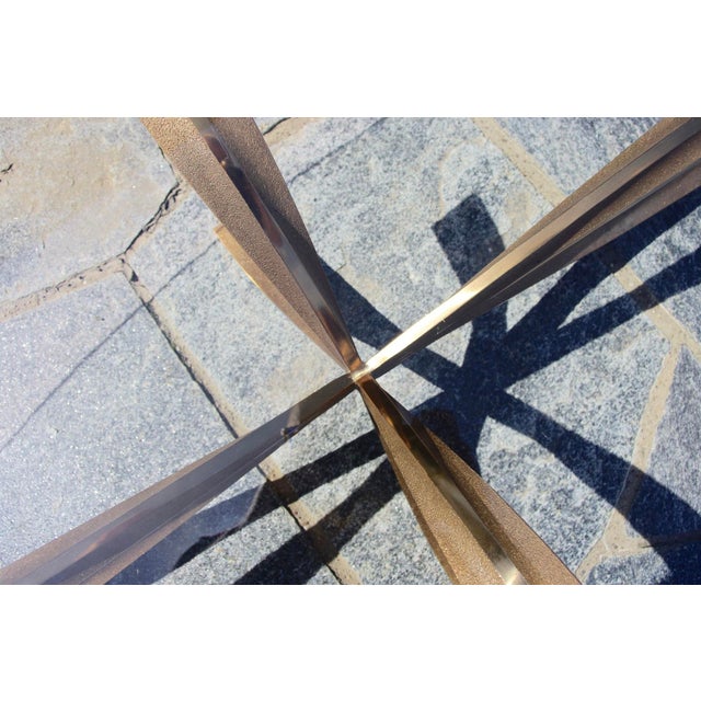 Contemporary Oval Coffee Table in Bronze and Glass by Michel Mangematin, 1960 For Sale - Image 3 of 13