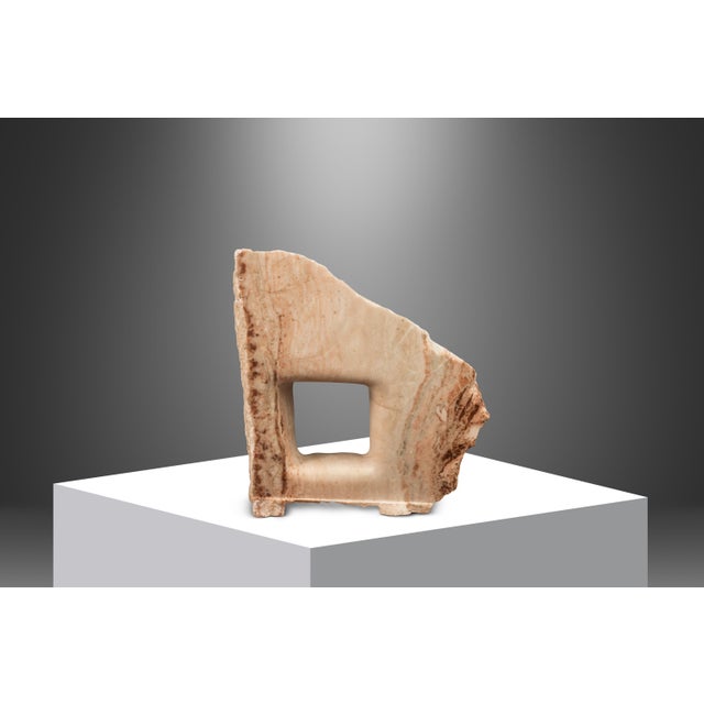 2020s One of One Abstract Organic Modern "Window" Sculpture Carved in Solid Pink Alabaster Attributed to Mark Leblanc for Leblanc Studios, Usa, C. 2020s For Sale - Image 5 of 12