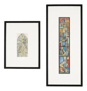 Einar Forseth, Church Window, Colored Sketches on Paper, Set of 2