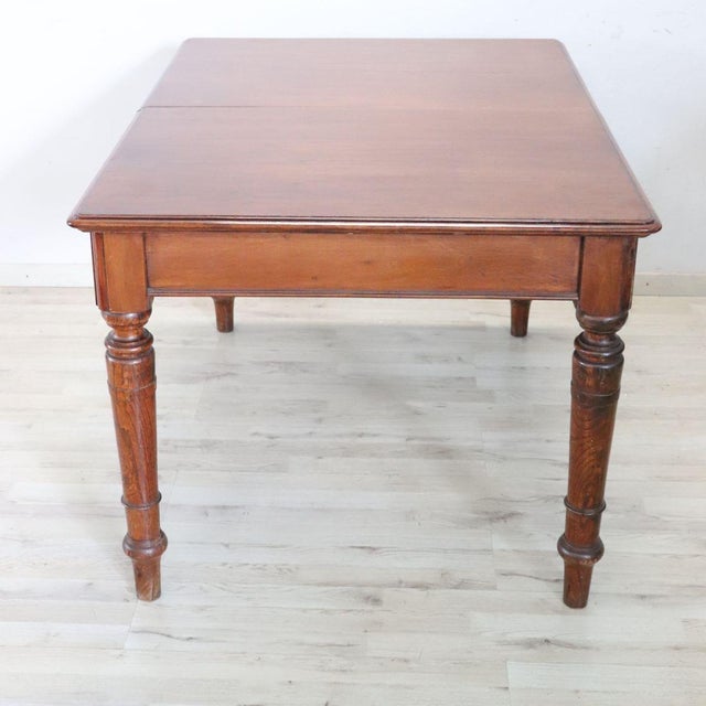 20th Century Extendable Dining Table in Walnut and Oak Wood For Sale - Image 12 of 15