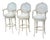 1990s Hollywood Regency Carved Faux Bois Cane Back Swivel Bar Stools With Arms, Set of 3 For Sale
