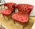 Pair of Chinoiserie Tufted Red Barrel Back Slipper Chairs For Sale - Image 10 of 11