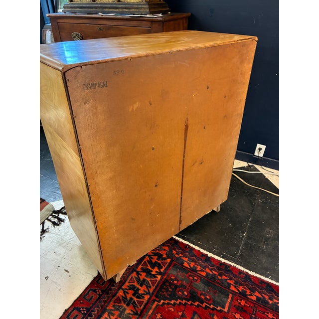 Vintage Heywood Wakefield Champagne Solid Birch 5 Drawer Highboy Dresser For Sale - Image 12 of 16