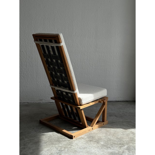 Wood Brutalist Reclining Fabric Lounge Chair, 1960s For Sale - Image 7 of 13