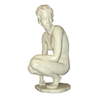 Female Nude the Squatting Woman by Fritz Klimsch for Rosenthal, 1920s For Sale