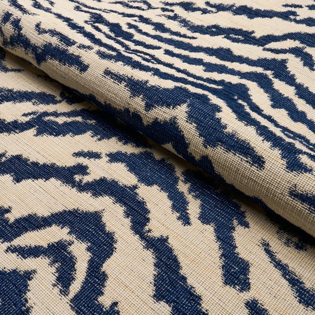 Schumacher SAMPLE - Schumacher Shivalik Hills Tiger Fabric In Indigo For Sale - Image 4 of 4