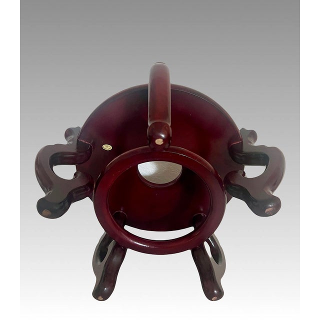 Brown Vintage Chinese Red Brown Rosewood Glossy Planter Display Stand / Pedestal 10.5" For Sale - Image 8 of 8