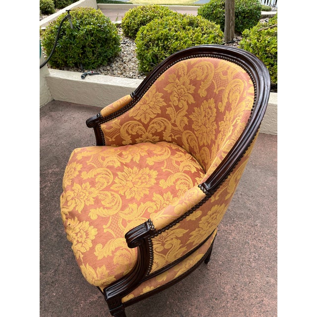 1990s Michael Taylor Classic Style Fluted Mahogany Arm Chair For Sale In Sacramento - Image 6 of 8
